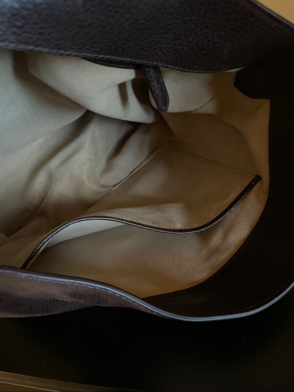 Ralph Lauren Dark Brown Pebbled Leather Tote with Gold Hardware - Picture 5 of 5